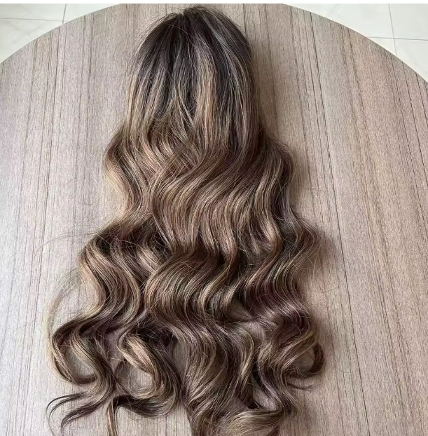 24 Inches Highlight Ombre Ash Blonde HD Transparent Lace Front Human Hair Glueless Wigs - Image 3