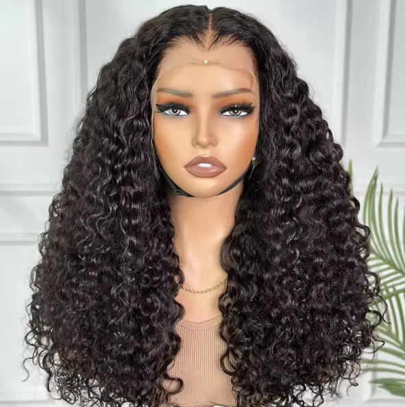 New Curl 13*4 HD lace Frontal Wig Glueles 100% Human Hair 20 Inches Natrual Black Color