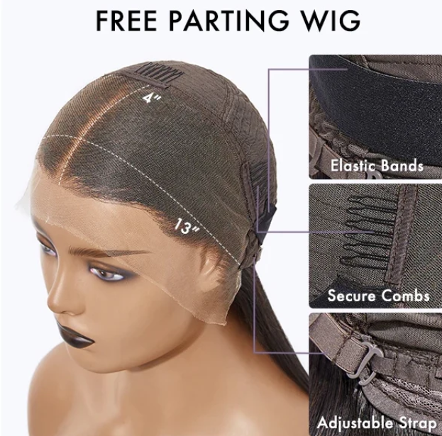 Double Drawn 180 % Density Silky Bone Straight 13x4 Lace Frontal Wig - Image 3