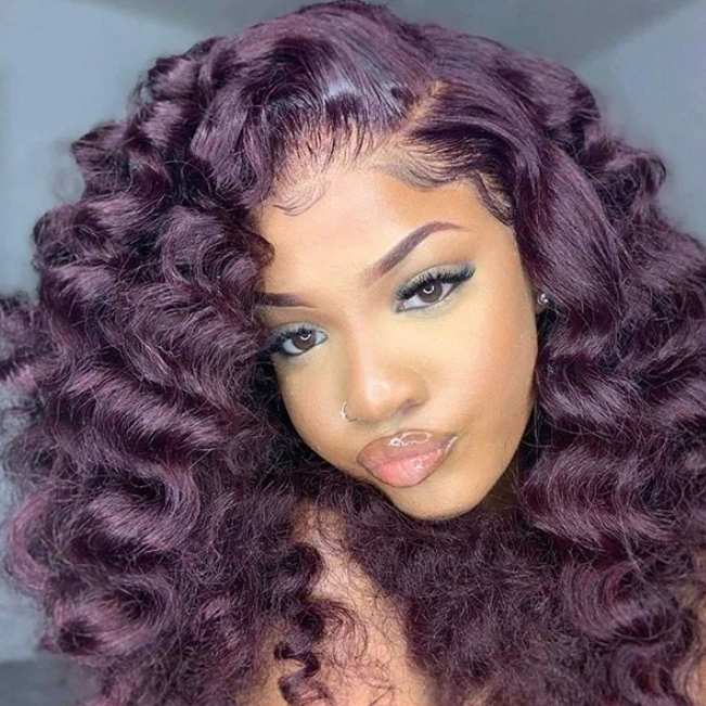 Luxury Purple Color Loose Wave 13X4 Full Frontal Wig