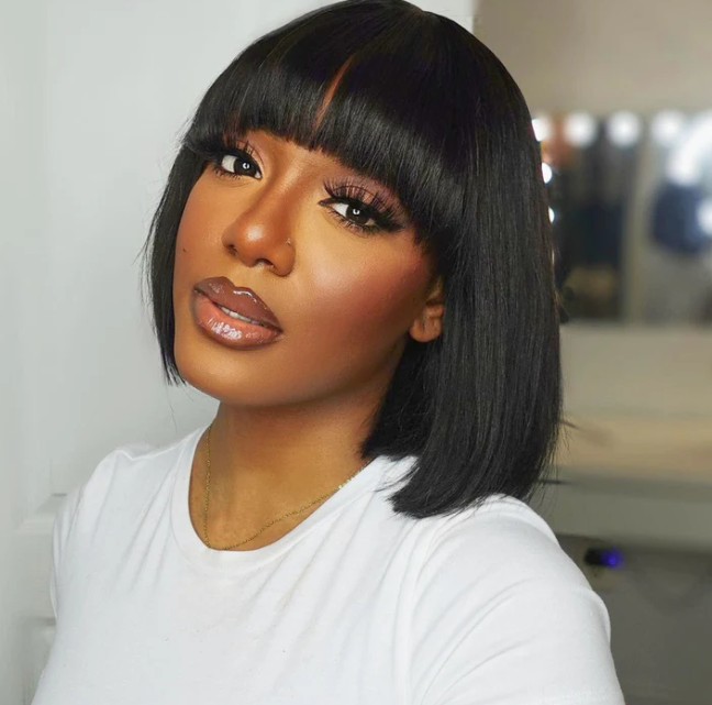 Silky Straight Short Bob With Fringe Wig